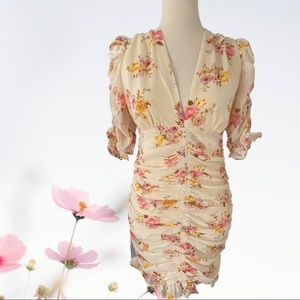 Spring floral ivory dress